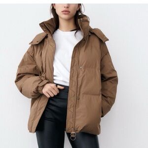 Like New!Zara Tan Puffer Jacket for Women